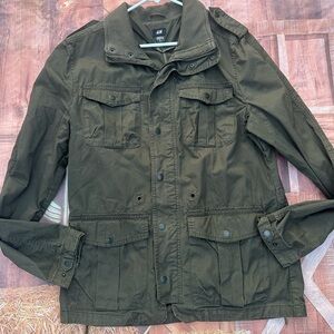 H&M Men's Dark Olive Military Jacket